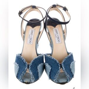 Jimmy Choo Distressed Blue Denim Heels